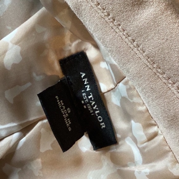 Ann Taylor Khaki two piece skirt set, jacket size 8, skirt size 6. - Picture 3 of 5